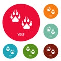 Wolf step icons circle set vector