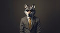 Surreal Wolf Portrait: A Bold Mashup Of Styles With Glasses And Suit
