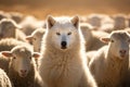 The wolf surrounded by a herd of sheep