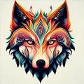 Wolf Tatoo illustration Mystical Art. Generative Ai. Royalty Free Stock Photo