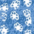 Wolf Tracks On Snow. Seamless Background. Generative AI