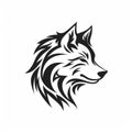 Wolf Tribal Head Icon: Stylized Symbol Of Wolves In High Quality Photo Style