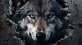 Wolf wallpaper with decay effect. AI Generative