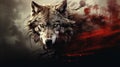 Wolf wallpaper with decay effect. AI Generative