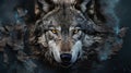 Wolf wallpaper with decay effect. AI Generative Royalty Free Stock Photo