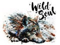 Wolf watercolor painting predator animals Wild soul Royalty Free Stock Photo