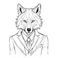 Wolf wearing a suit and tie Royalty Free Stock Photo