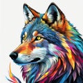 wolf - wildlife colorful portrait graphic clip art