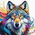 wolf - wildlife colorful portrait graphic clip art