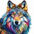 wolf - wildlife colorful portrait graphic clip art