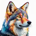 wolf - wildlife colorful portrait graphic clip art