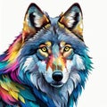 wolf - wildlife colorful portrait graphic clip art