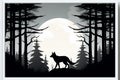 a wolf in the woods at night with the moon in the background Royalty Free Stock Photo