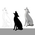 Wolf yuong vector illustration style flat black silhouette line Royalty Free Stock Photo