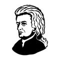 Wolfgang Amadeus Mozart.Vector portrait of Wolfgang Amadeus Mozart Royalty Free Stock Photo