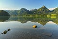 Wolfgangsee lake in summer. Beautiful Austrian landscape with lake and mountains in the Alps Royalty Free Stock Photo