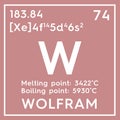 Wolfram. Transition metals. Chemical Element of Mendeleev\'s Periodic Table. 3D illustration