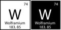 Wolframium icon. Chemical sign. Mendeleev table element. White and black squares. Vector illustration. Stock image. Royalty Free Stock Photo