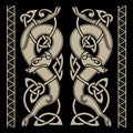 Wolfs in Celtic style and Celtic pattern