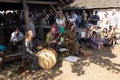 WOLIN, POLAND - AUGUST 6, 2022: XXVII Festival of Slavs and Vikings, artists playing viking music