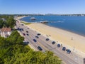 Wollaston Beach aerial view, Quincy, MA, USA