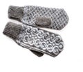 Wollen knitted mittens over white background Royalty Free Stock Photo