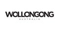 Wollongong in the Australia emblem. The design features a geometric style, vector illustration with bold typography in a modern