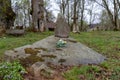 Wolosate, Malopolskie / Poland - April, 28, 2019: Old cemetery in a village in the mountains. Burial place in a small village