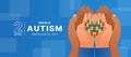 Wolrd Autism Awareness Day - Ault hand and child hands hold colorful puzzle with heart shape sign on blue background vector design Royalty Free Stock Photo