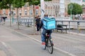 Wolt partner food delivery biker in Copenhagen Denmark Royalty Free Stock Photo