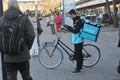 Wolt partner food delivery man in Copenhagen Denmark