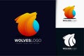 Wolves logo design with gradient
