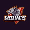 Wolf head shield mascot logo