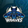 wolves mascot logo design vector with modern illustration concept style for badge, emblem and t shirt printing. angry wolves Royalty Free Stock Photo