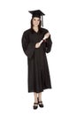 Caucasian woman wearing in a black graduation gown Royalty Free Stock Photo