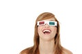 Woman in 3d cinema glasses