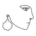 Woman abstract face profile, one line drawing. Hand drawn outline illustration. Continuous line. Portret female. Vector