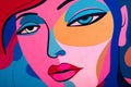 sport woman abstract poster cubist modern graphic portrait cubism fashion face. Generative AI.