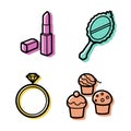 Woman accessories icons set Royalty Free Stock Photo