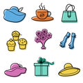 Woman accessories icons set Royalty Free Stock Photo