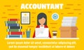Woman accountant concept banner, flat style