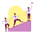 A woman achieves a goal.Vector flat illustration