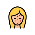 Woman with acne color icon