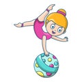 Woman acrobat icon, cartoon style