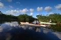 Woman and active senior kayaking on Nine Mile Pond in Everglades National Park. Royalty Free Stock Photo