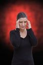 Woman acute headache migraine attack Royalty Free Stock Photo