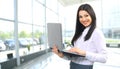 A woman administrator with laptop Royalty Free Stock Photo