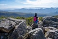 Woman admiring beatufiul mountains view in Grampians, Victoria, Australia.