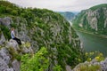 Woman admiring the view above the Danube river, Romania Royalty Free Stock Photo