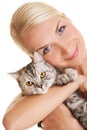 Woman with adorable kitten
